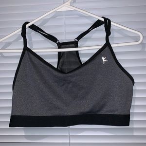 gray and black sports bra